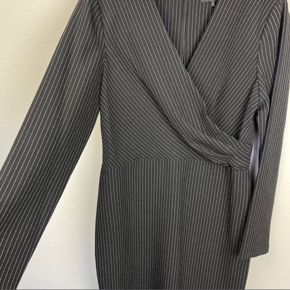 Donna Karan Black Striped Long Sleeve Dress - Picture 4 of 7